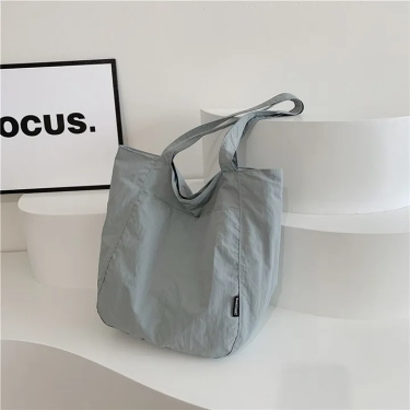 帆布包布包日系尼龍防水休閒純色簡約大容量通勤上課單肩托特大包